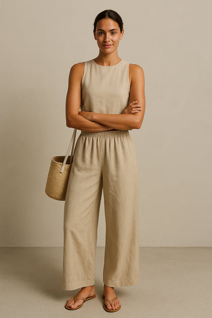 Elegant Linen Two-Piece Set - Lightweight, Breathable & Sustainable Women's Outfit-2