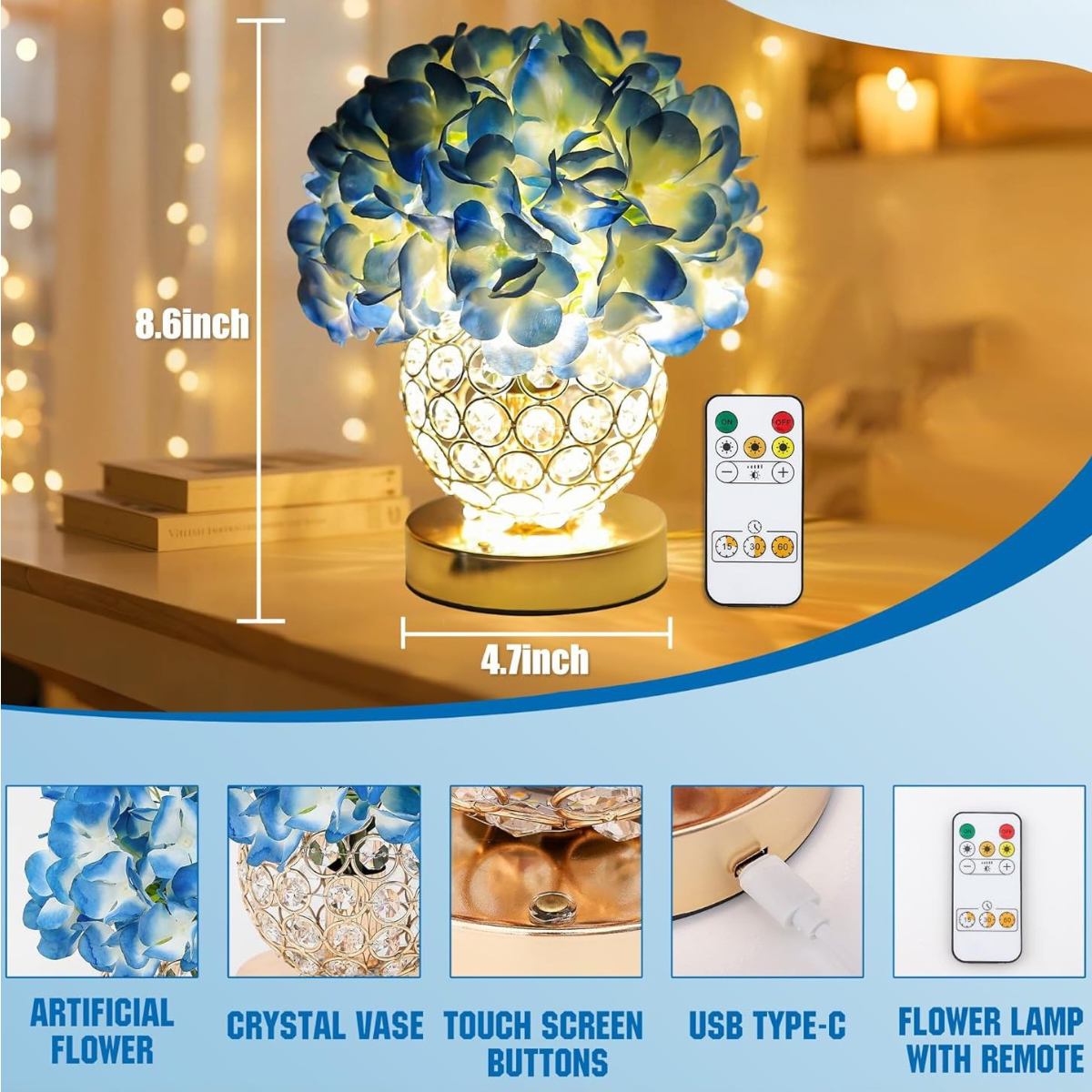 Floraura - Floral Design Rechargeable Table Lamp