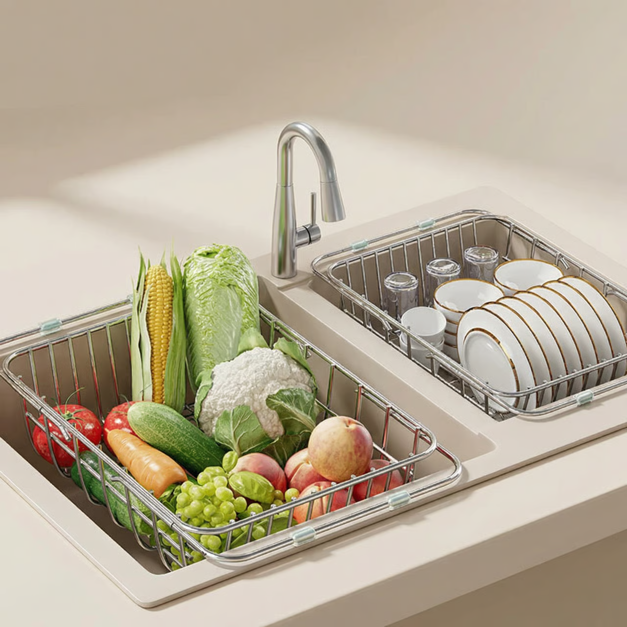 Flowrak - Expandable Over The Sink Dish Drainer