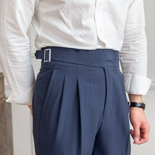 Nathan | Refined Buckle-Waist Trousers | Men’s Fashion