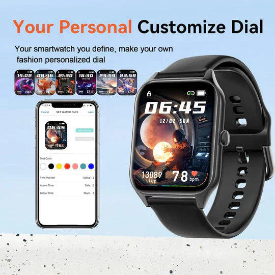 Glucora - Rectangular Digital Smartwatch