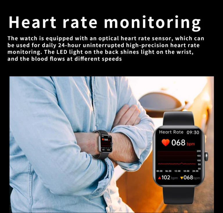 Glucora - Rectangular Digital Smartwatch