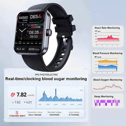 Glucora - Rectangular Digital Smartwatch