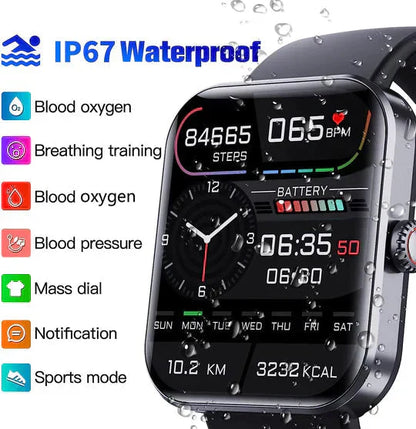 Glucora - Rectangular Digital Smartwatch