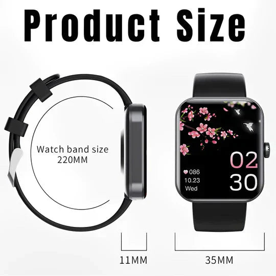 Glucora - Rectangular Digital Smartwatch