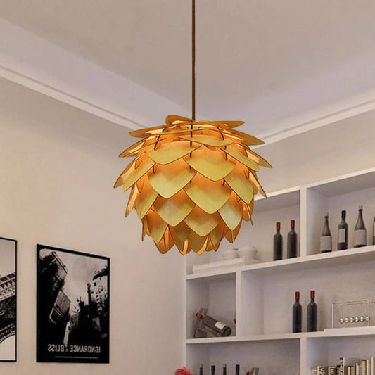 PineGlow | Handcrafted Wooden Pine Cone Pendant Light