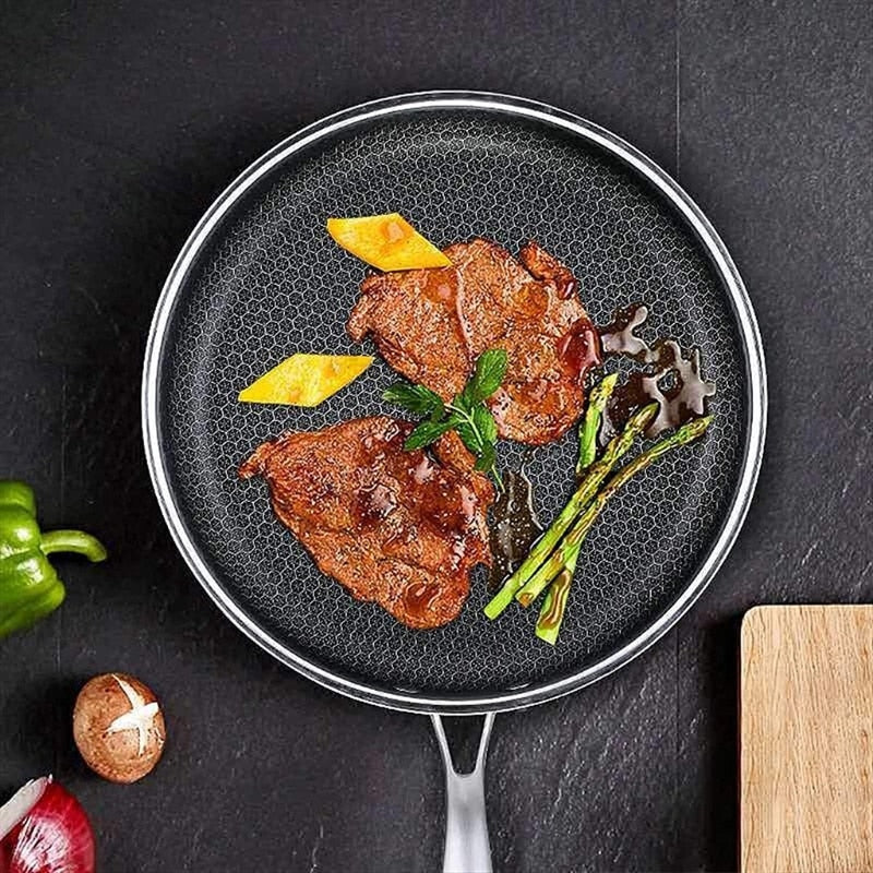 ChefPixel | Stainless Steel Frying Pan with Scratch-Resistant Non-Stick Technology