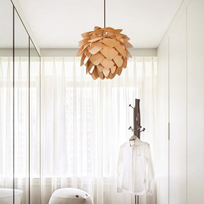 PineGlow | Handcrafted Wooden Pine Cone Pendant Light