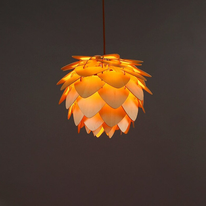 PineGlow | Handcrafted Wooden Pine Cone Pendant Light