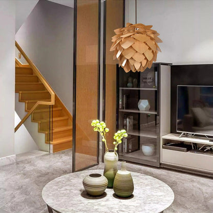 PineGlow | Handcrafted Wooden Pine Cone Pendant Light