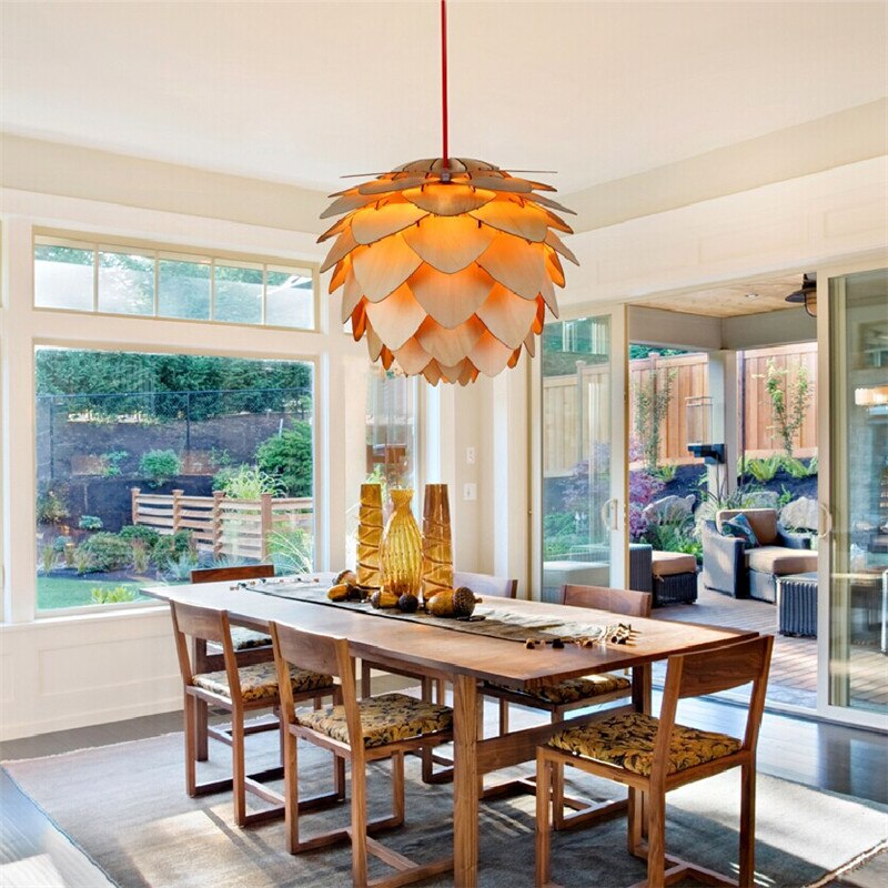 PineGlow | Handcrafted Wooden Pine Cone Pendant Light