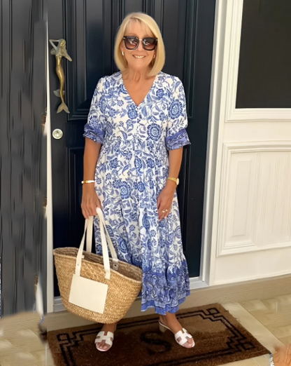 Hannah | Boho Dress with V-Neck and Floral Print2