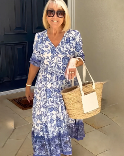Hannah | Boho Dress with V-Neck and Floral Print3