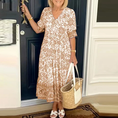Hannah | Boho Dress with V-Neck and Floral Print5