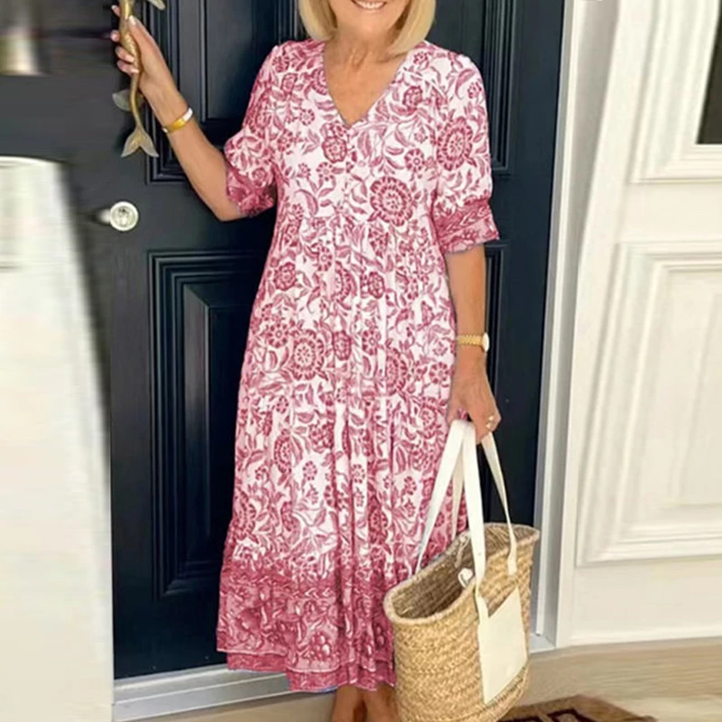 Hannah | Boho Dress with V-Neck and Floral Print6
