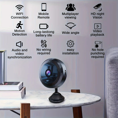 Kabellose Mini-Sicherheitskamera mit Nachtsicht und Bewegungserkennung – WLAN-fähig für Innen und Außen 1