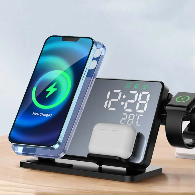 PowerNest | Elegant 3-in-1 Charging Station with Alarm Clock for Apple Devices