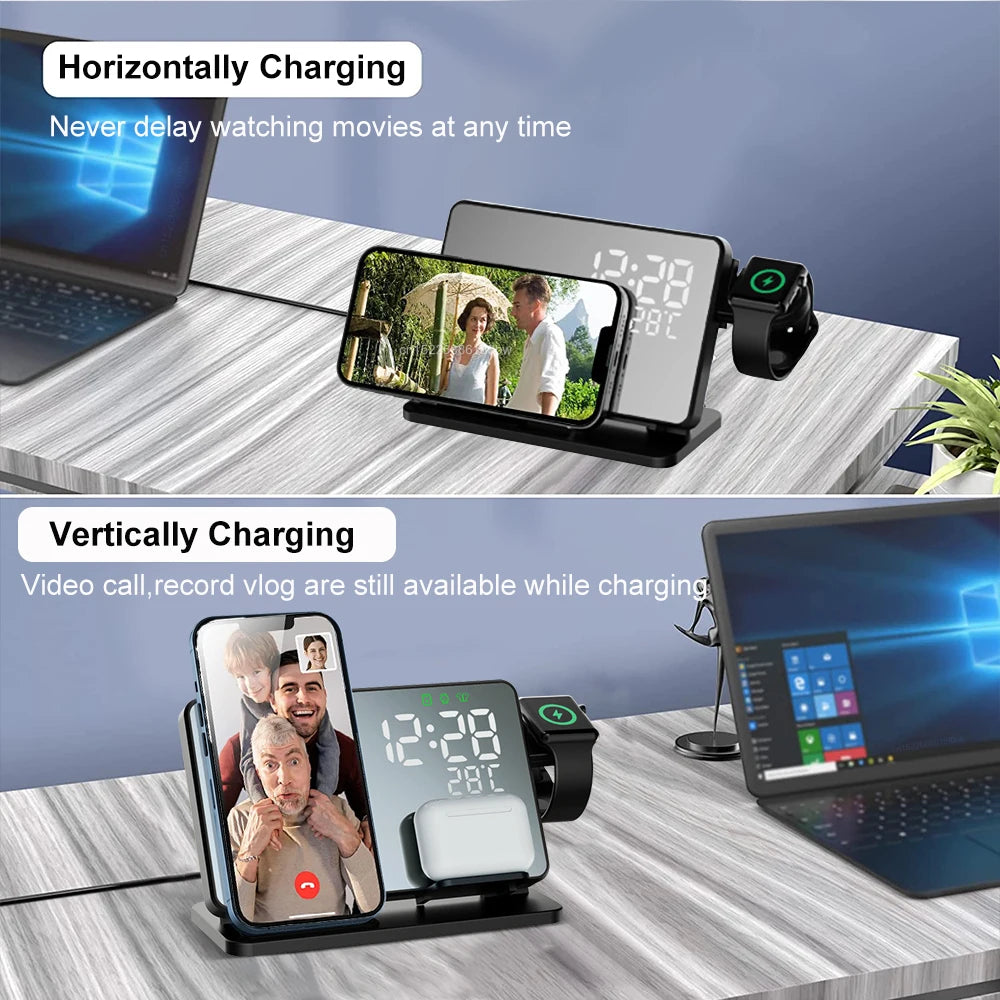 PowerNest | Elegant 3-in-1 Charging Station with Alarm Clock for Apple Devices