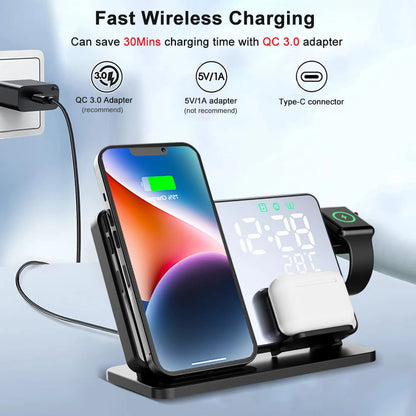 PowerNest | Elegant 3-in-1 Charging Station with Alarm Clock for Apple Devices
