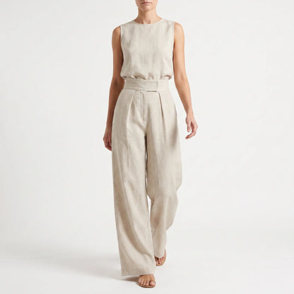 Kinsola - Minimalist Sleeveless Wide Leg Trouser Co-Ord