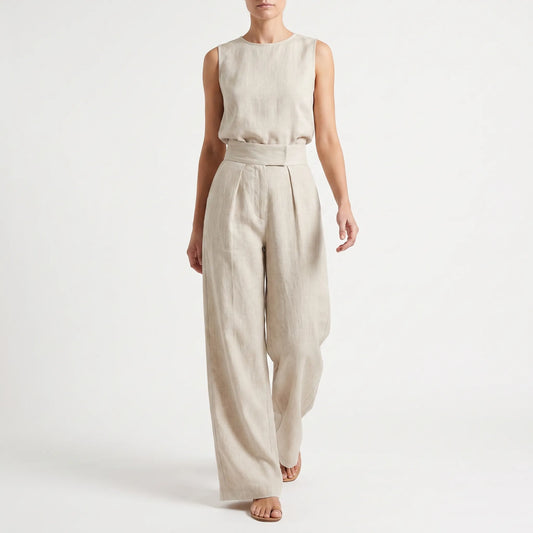 Kinsola - Minimalist Sleeveless Wide Leg Trouser Co-Ord
