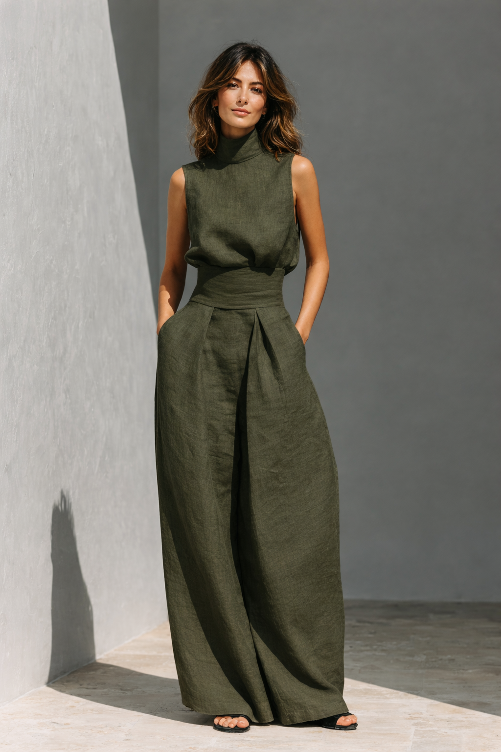 Kinsola - Minimalist Sleeveless Wide Leg Trouser Co-Ord