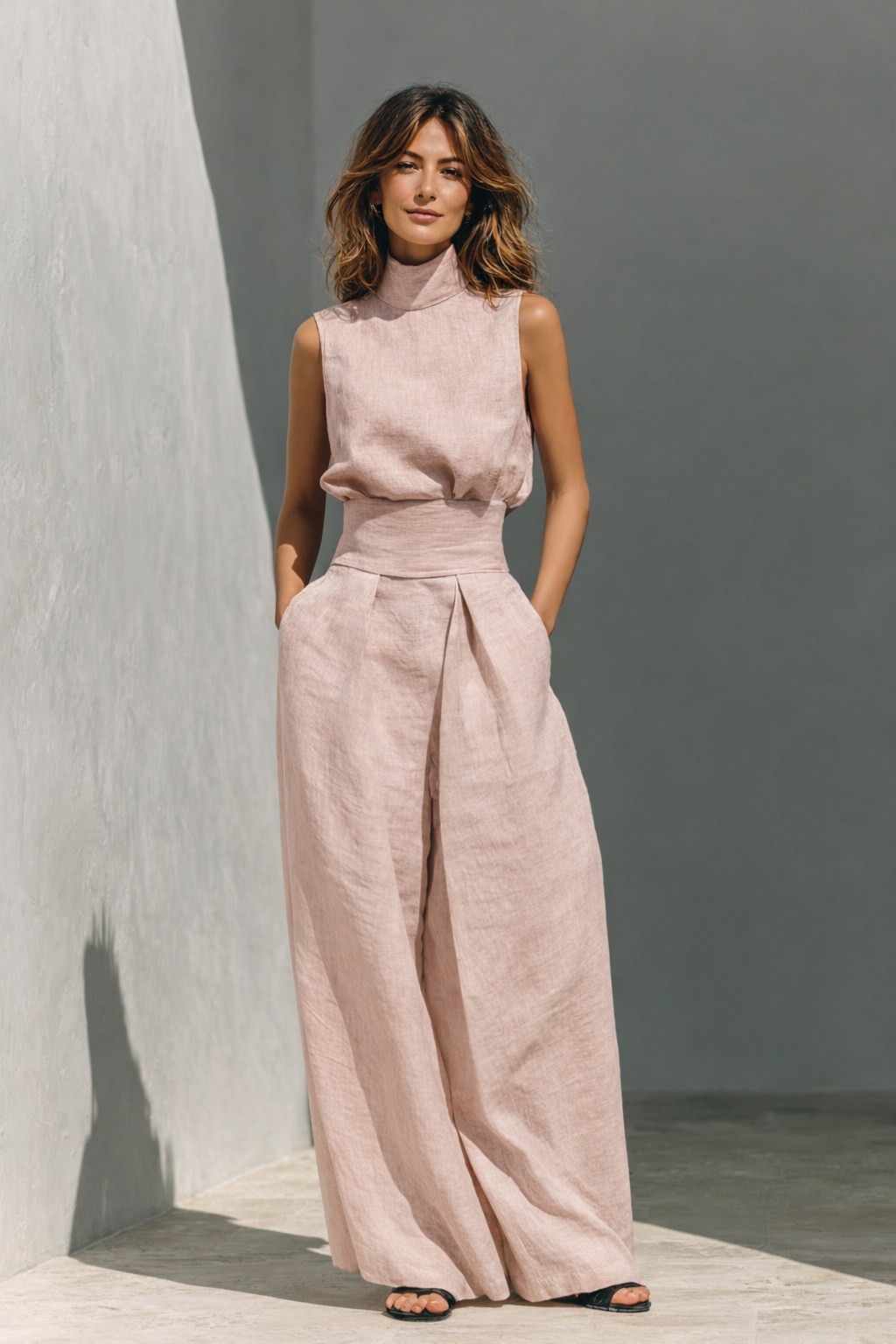 Kinsola - Minimalist Sleeveless Wide Leg Trouser Co-Ord