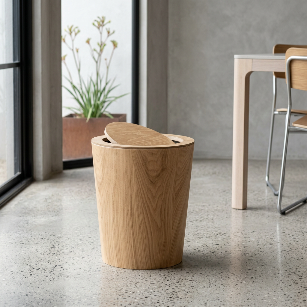 LignumBin - Minimalist Wood Grain Waste Bin
