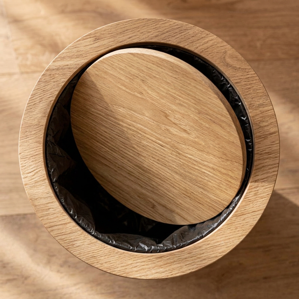 LignumBin - Minimalist Wood Grain Waste Bin