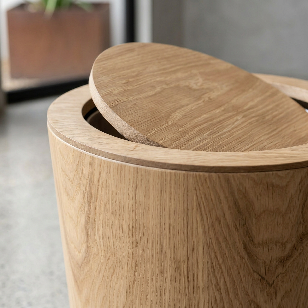 LignumBin - Minimalist Wood Grain Waste Bin