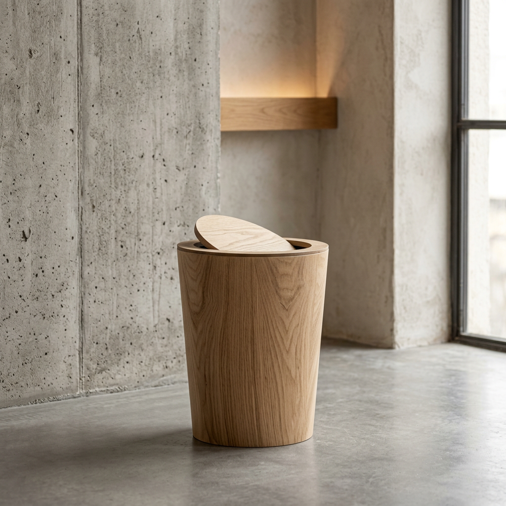 LignumBin - Minimalist Wood Grain Waste Bin