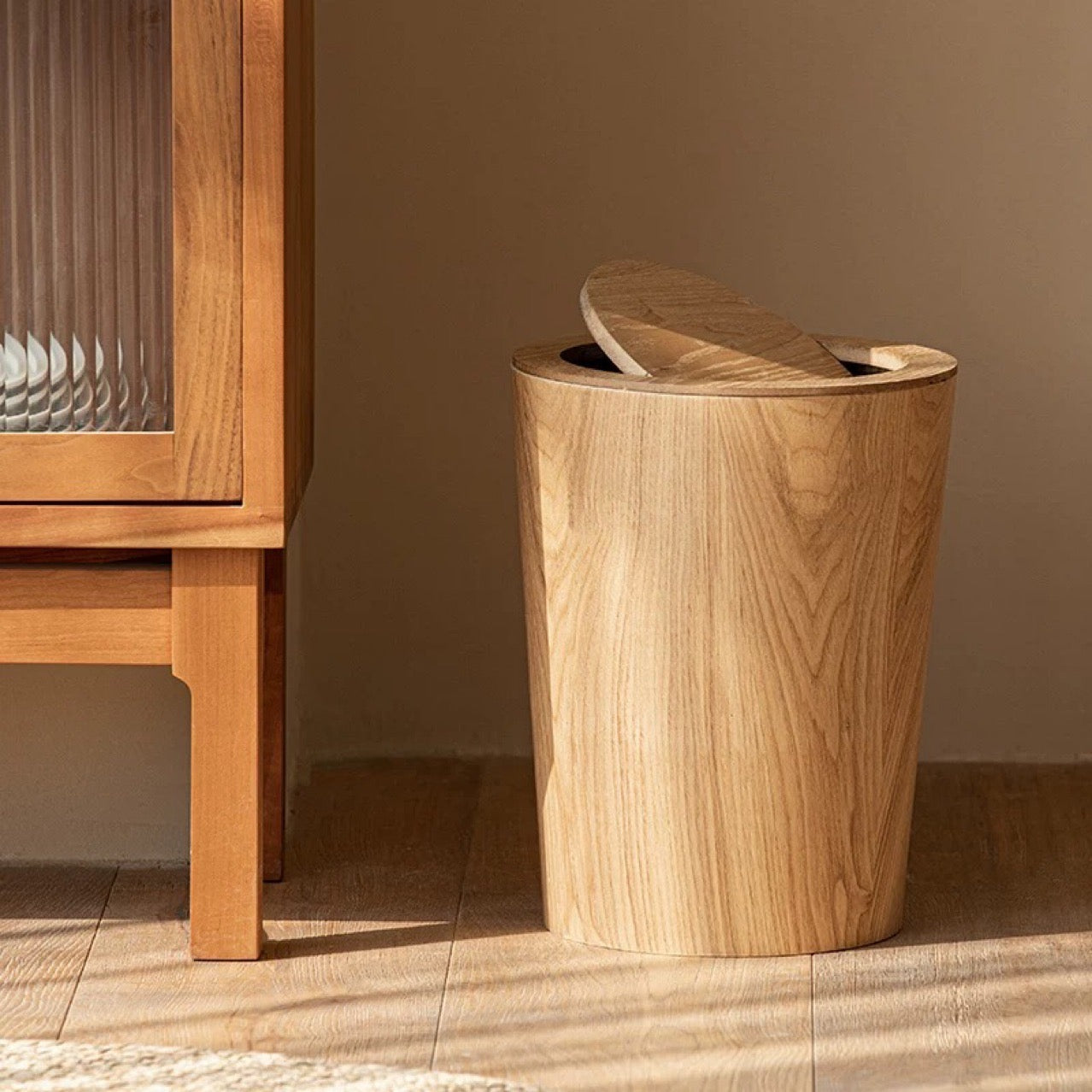 LignumBin - Minimalist Wood Grain Waste Bin