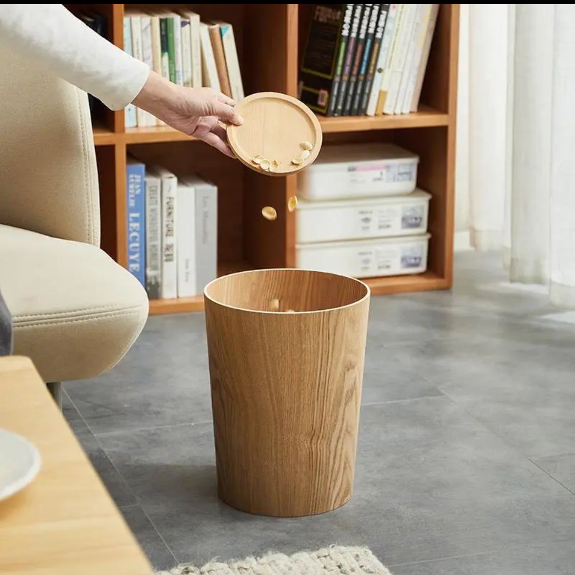 LignumBin - Minimalist Wood Grain Waste Bin