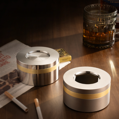 AshSafe | Wind-resistant Stainless Steel Ashtray with Rotating Lid