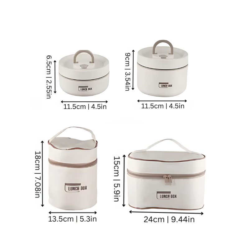 GourmetSafe | Insulated Stainless Steel Lunchbox Set
