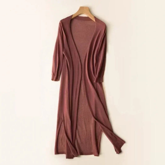 Variant image for Couture-Moda Women's Long Cardigan - Lightweight Knit Open Front with 3/4 Sleeves-1