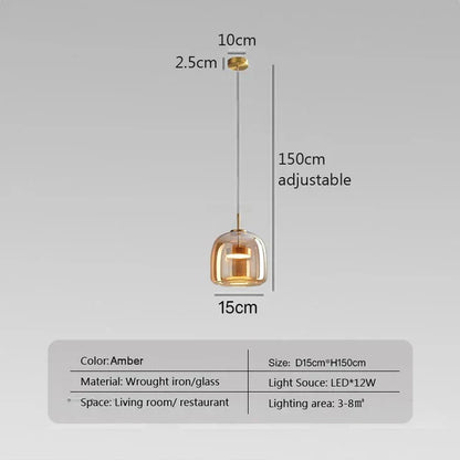 AmberSphere | Modern Glass Ceiling Lamp