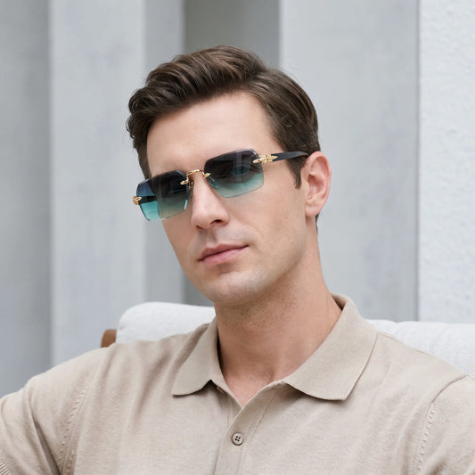 Norlan - Rectangular Rimless Sunglasses For Men