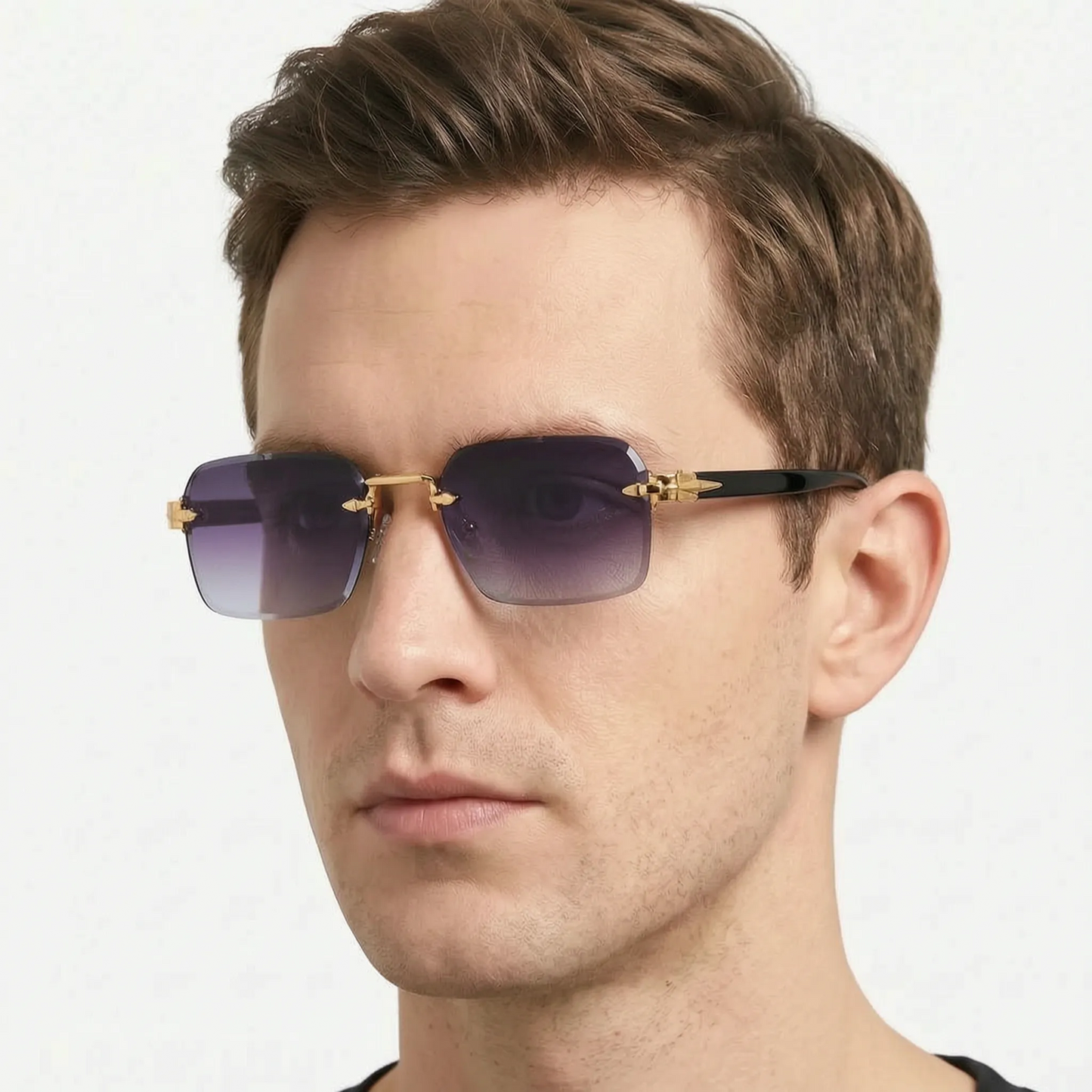Norlan - Rectangular Rimless Sunglasses For Men