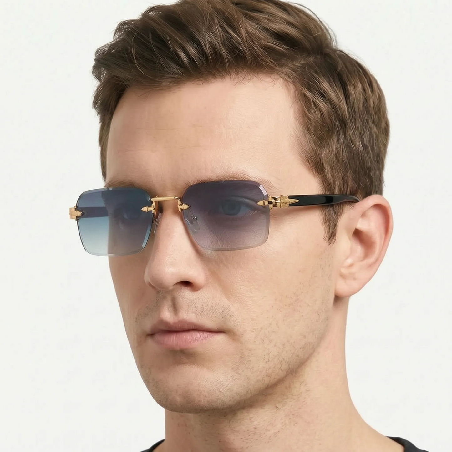 Norlan - Rectangular Rimless Sunglasses For Men