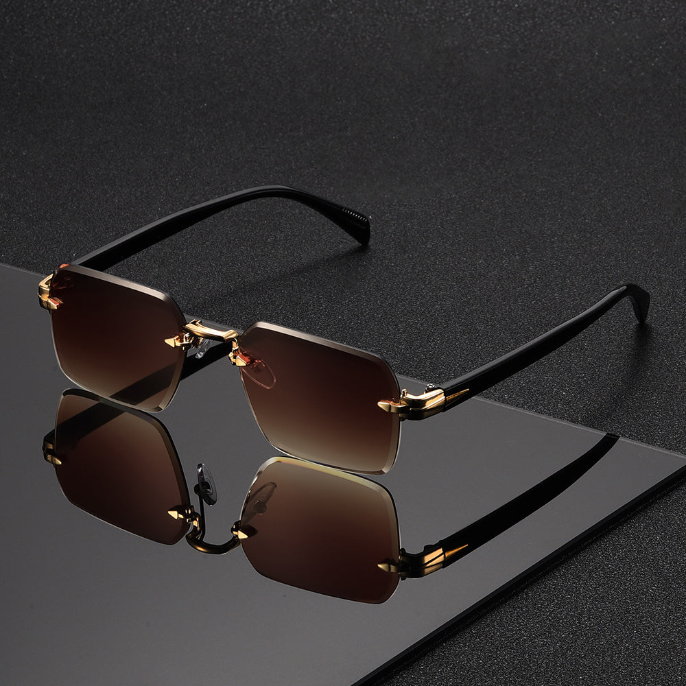 Norlan - Rectangular Rimless Sunglasses For Men