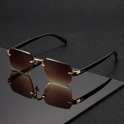Norlan - Rectangular Rimless Sunglasses For Men