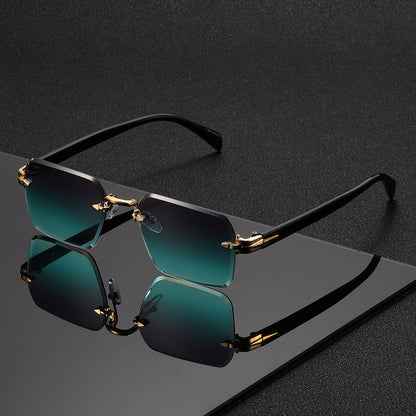 Novashan - Rectangular Rimless Sunglasses For Men