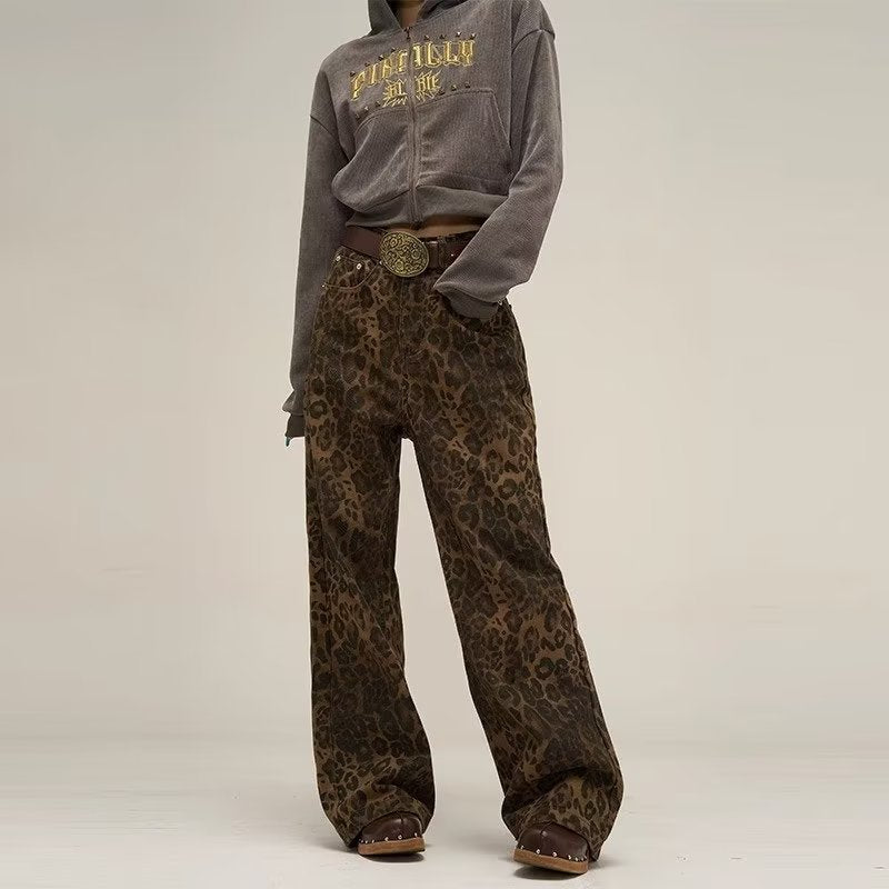 Variant image for Nelly Women's Slim Fit Leopard Print Jeans with Moderate Stretch-1