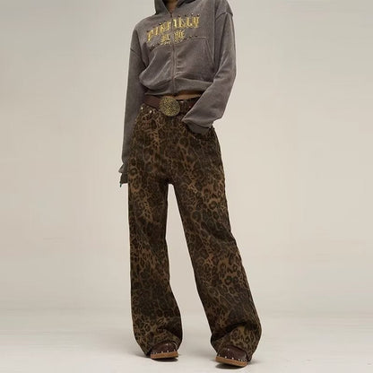 Variant image for Nelly Women's Slim Fit Leopard Print Jeans with Moderate Stretch-1