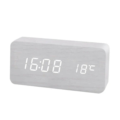 TimeWood | Digital Wooden Clock with LED Display, Silent Function & Modern Design