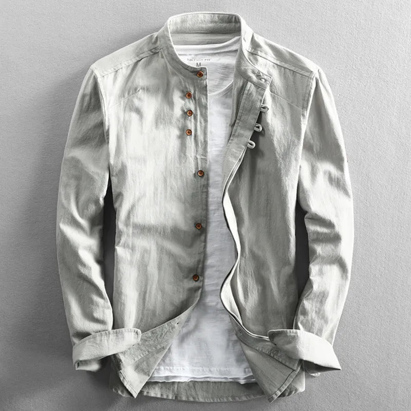 Lorenzo | Sleek Stand-Collar Slim Shirt | Men’s Fashion