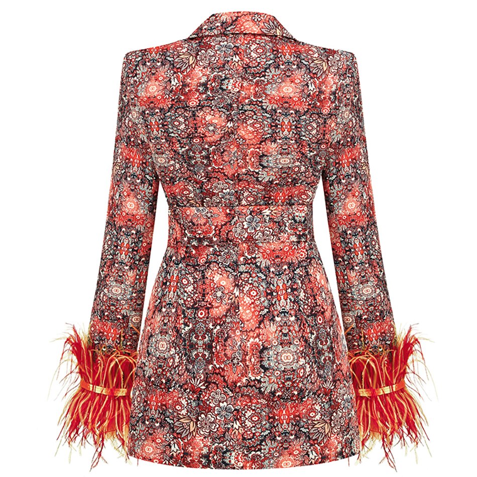 Floral Print Blazer Dress for Women - Stylish V-Neck, All-Season Comfort-2