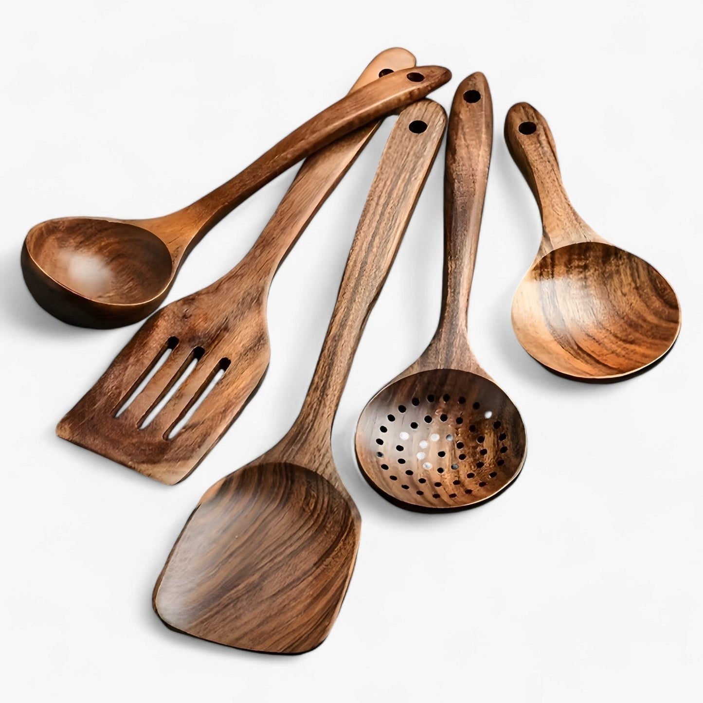 EcoWood | 11-Piece Wooden Utensil Set – Safe for Non-Stick