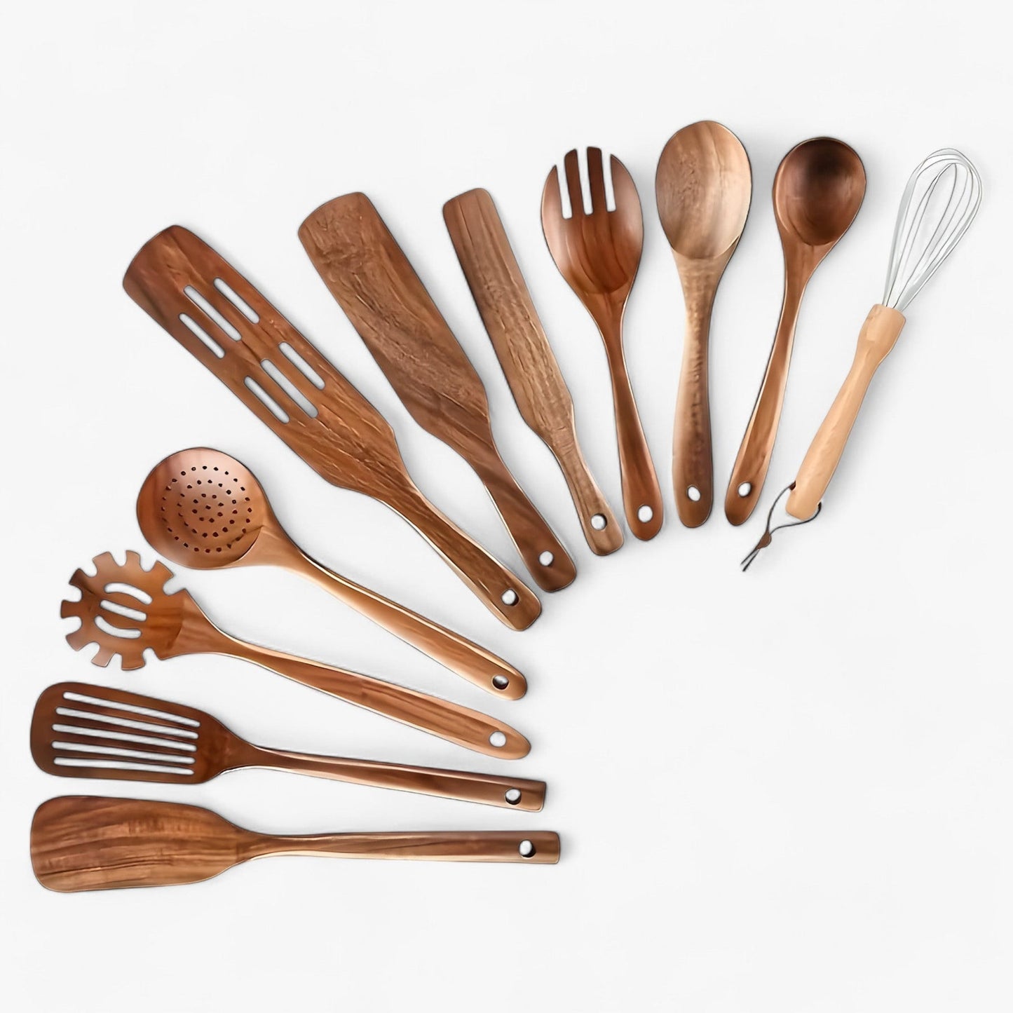 EcoWood | 11-Piece Wooden Utensil Set – Safe for Non-Stick